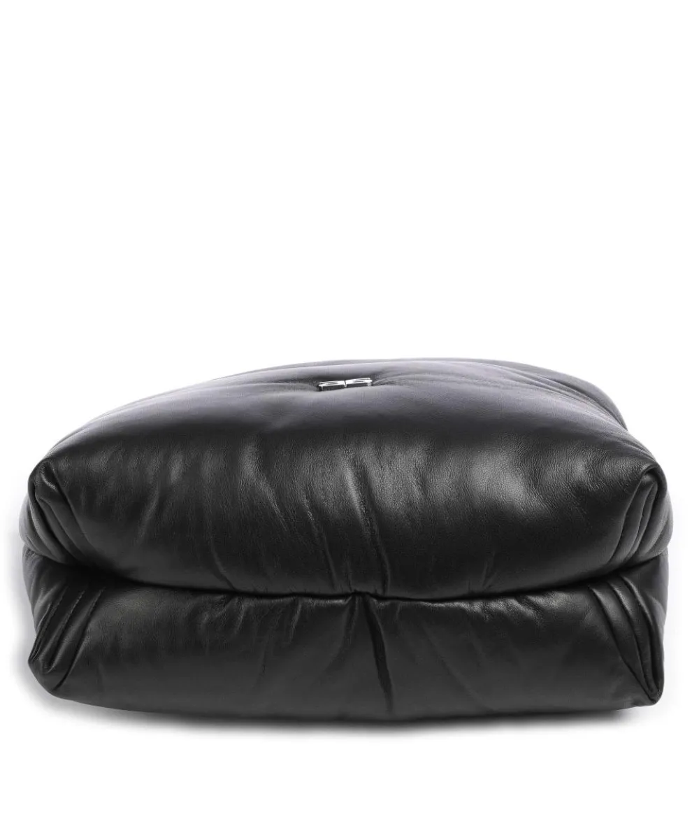 Piuma_Lucido Puffer Beuteltasche fein genarbtes Leder schwarz