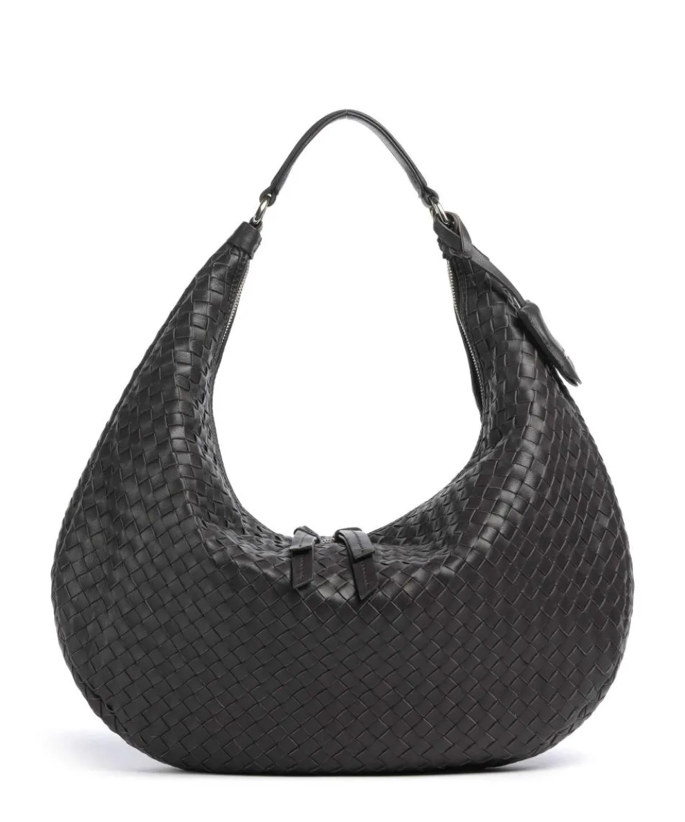 Piuma Nana Beuteltasche fein genarbtes Leder dunkelbraun