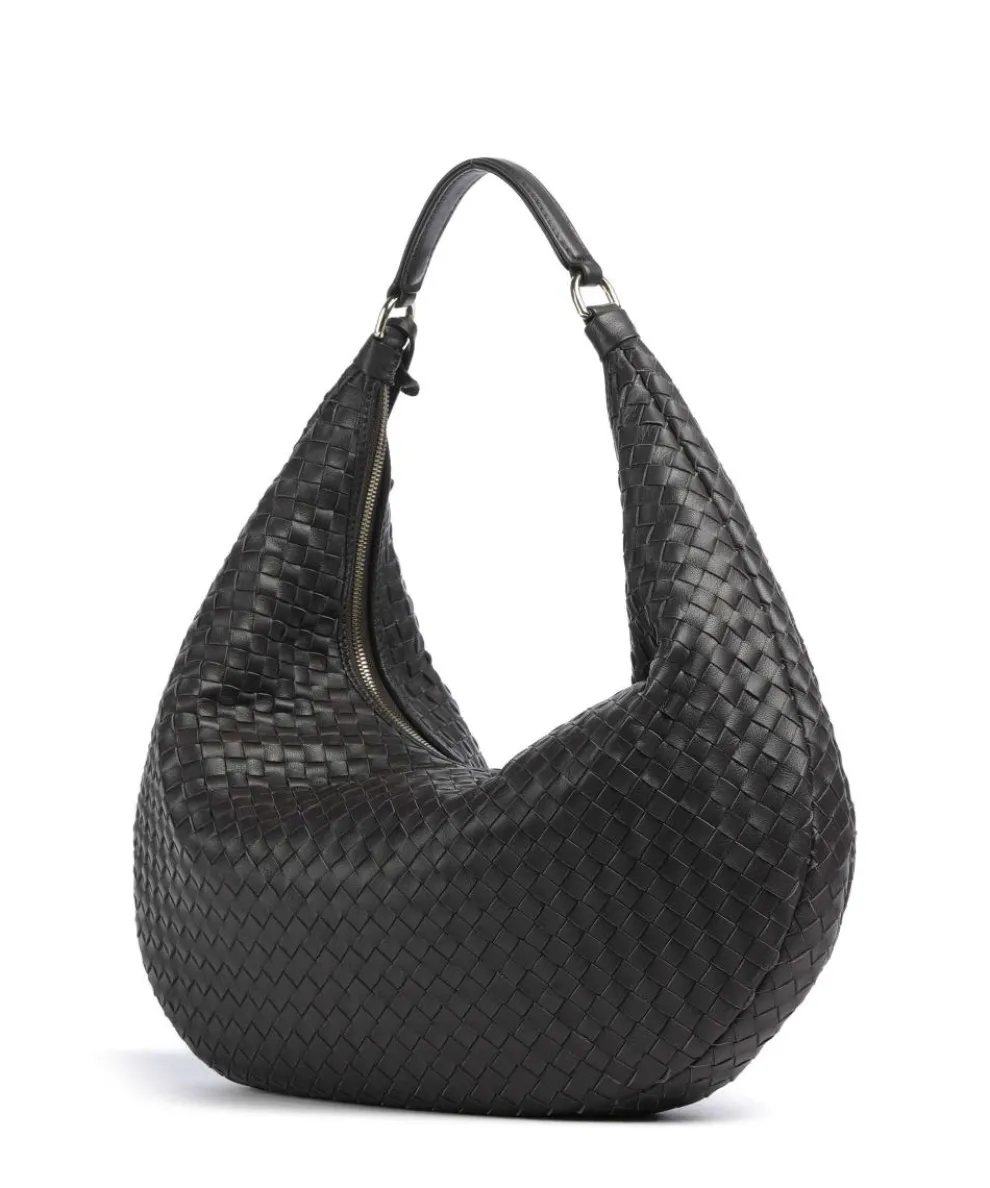 Piuma Nana Beuteltasche fein genarbtes Leder dunkelbraun