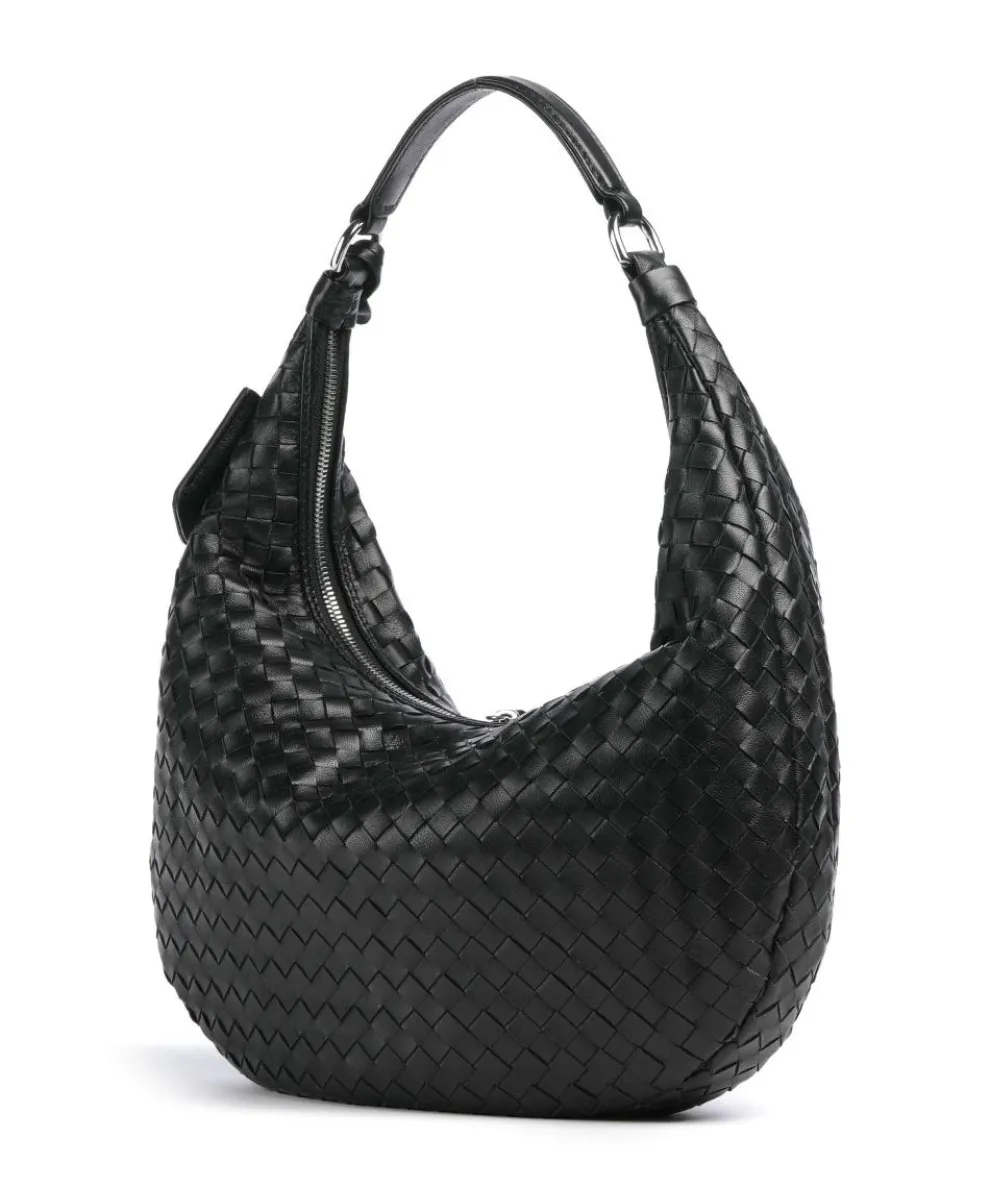 Piuma Nana Small Beuteltasche fein genarbtes Leder schwarz