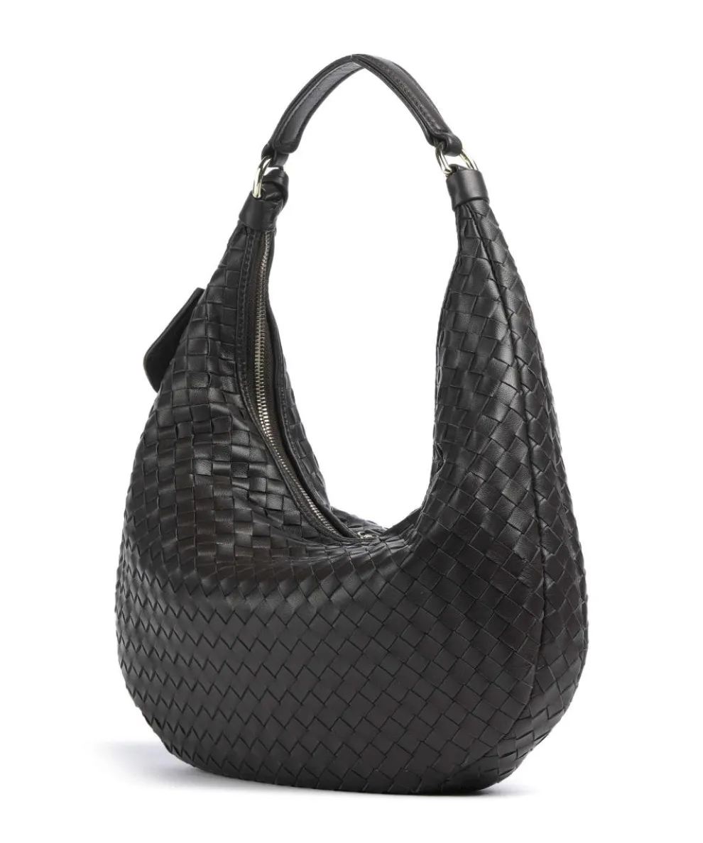 Piuma Nana Small Beuteltasche fein genarbtes Leder dunkelbraun