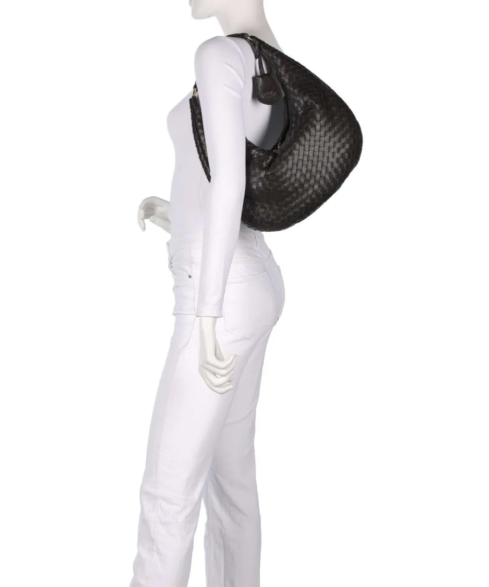 Piuma Nana Small Beuteltasche fein genarbtes Leder dunkelbraun