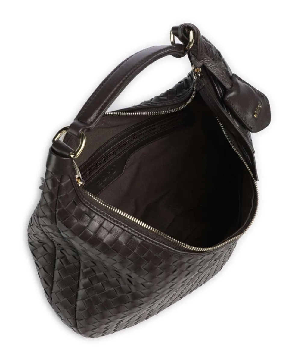 Piuma Nana Small Beuteltasche fein genarbtes Leder dunkelbraun