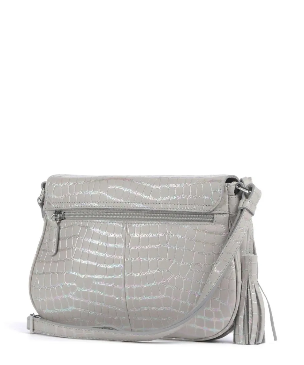 Mermaid Umhängetasche geprägtes Rindsleder hellgrau