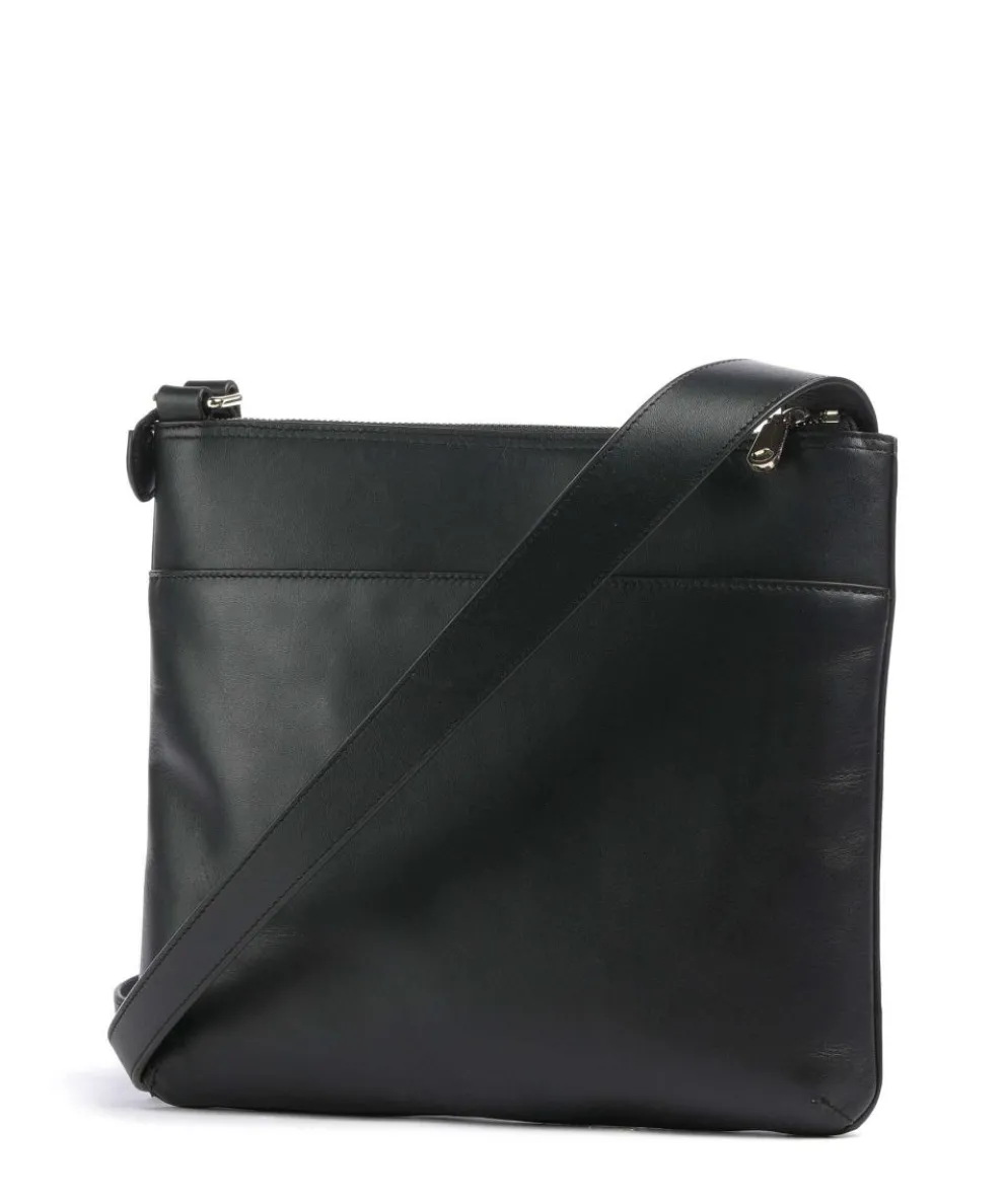 Pockets Large Umhängetasche fein genarbtes Leder schwarz