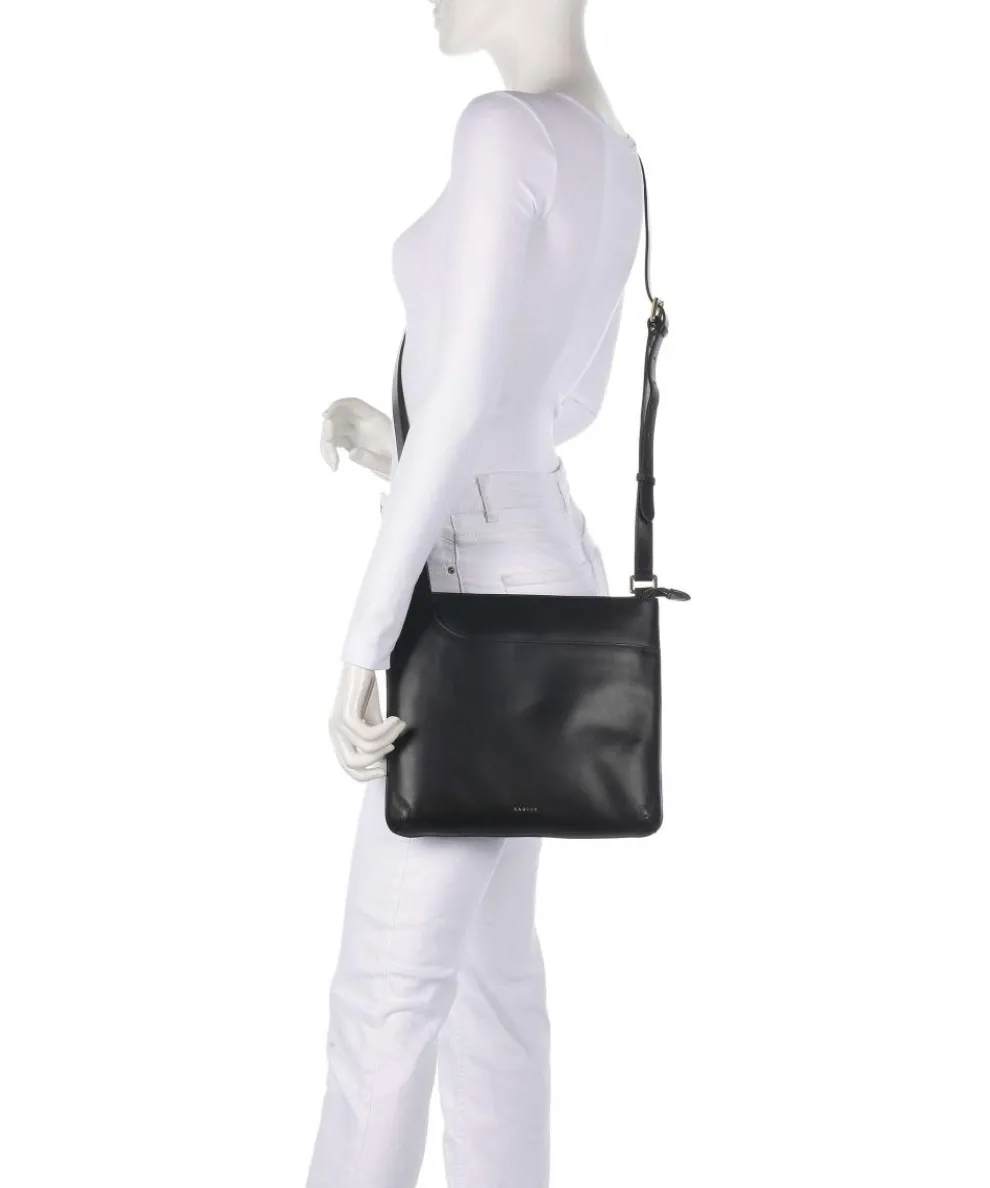 Pockets Large Umhängetasche fein genarbtes Leder schwarz