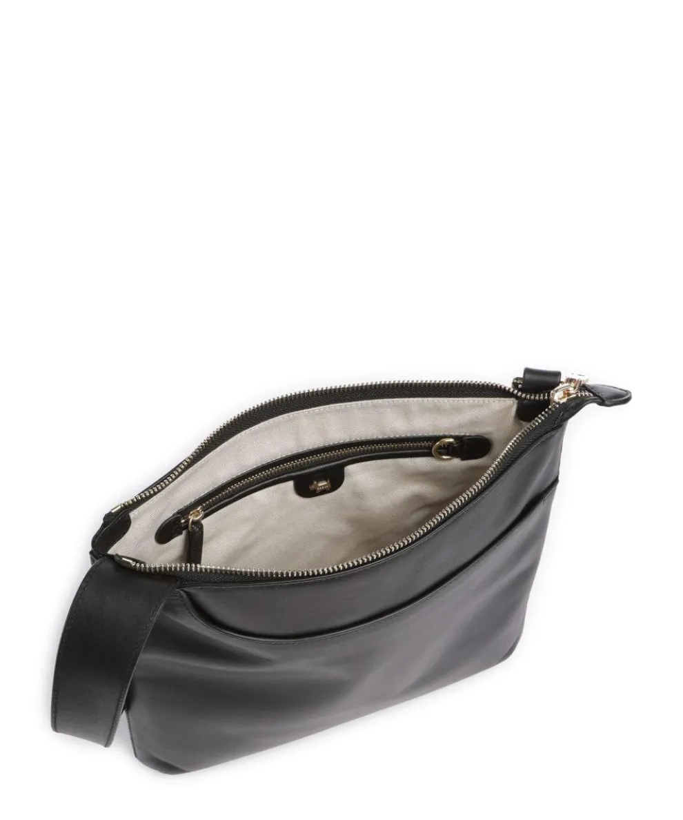 Pockets Large Umhängetasche fein genarbtes Leder schwarz