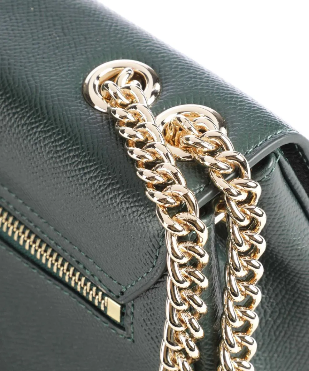 Delphino Tina Schultertasche genarbtes Rindsleder dunkelgrün