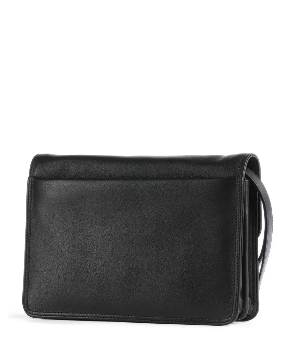 Poly Handgelenktasche weiches Rindsleder schwarz