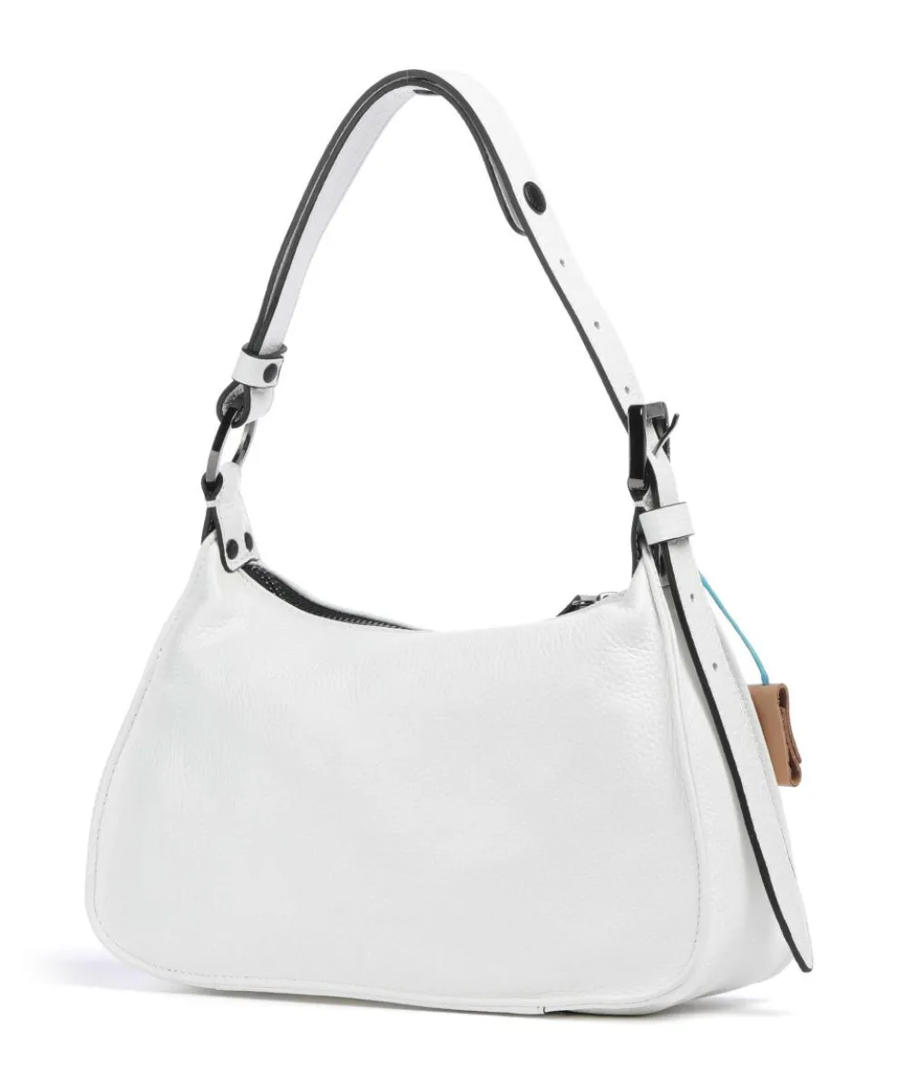 Porto Rico Gala Schultertasche genarbtes Kalbsleder weiß