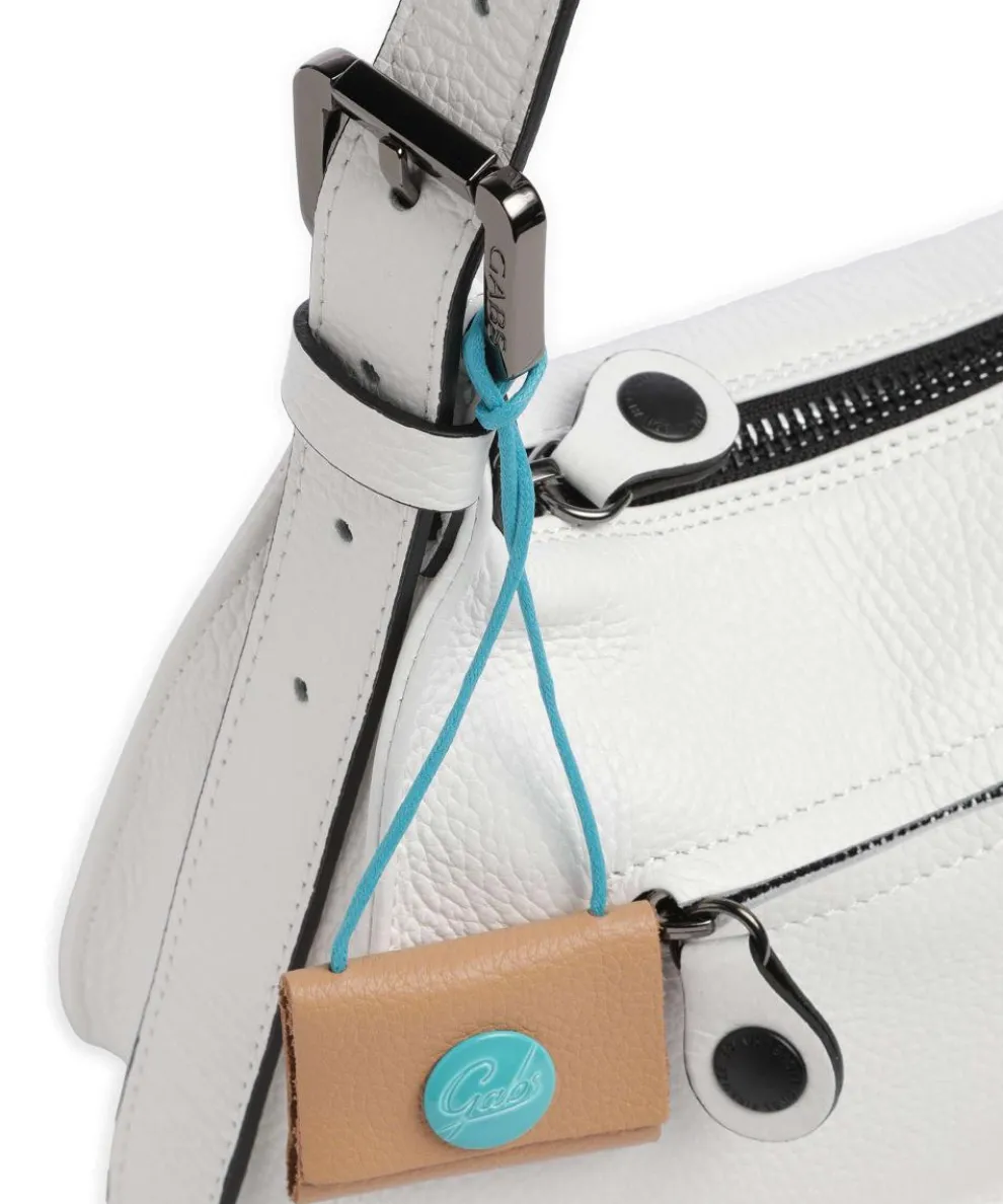 Porto Rico Gala Schultertasche genarbtes Kalbsleder weiß