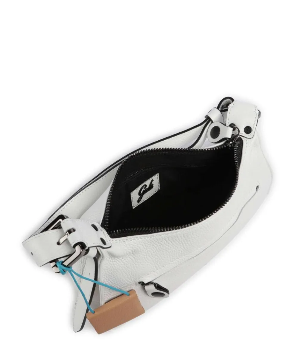 Porto Rico Gala Schultertasche genarbtes Kalbsleder weiß