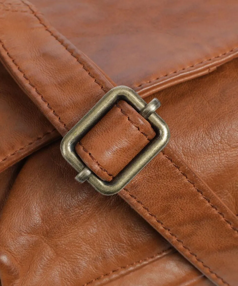 Power Field Umhängetasche Schafsleder cognac