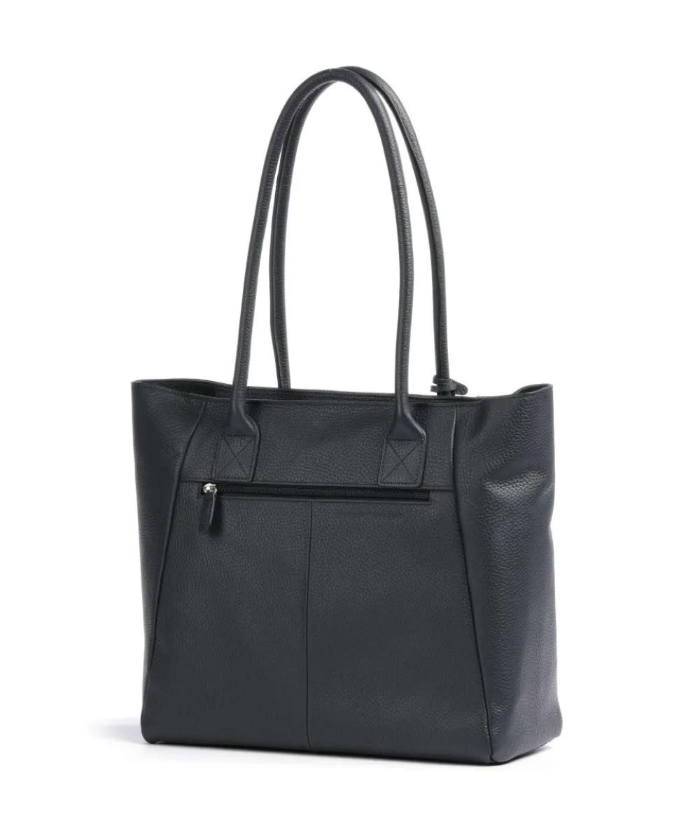 Pure Shopper genarbtes Rindsleder dunkelblau