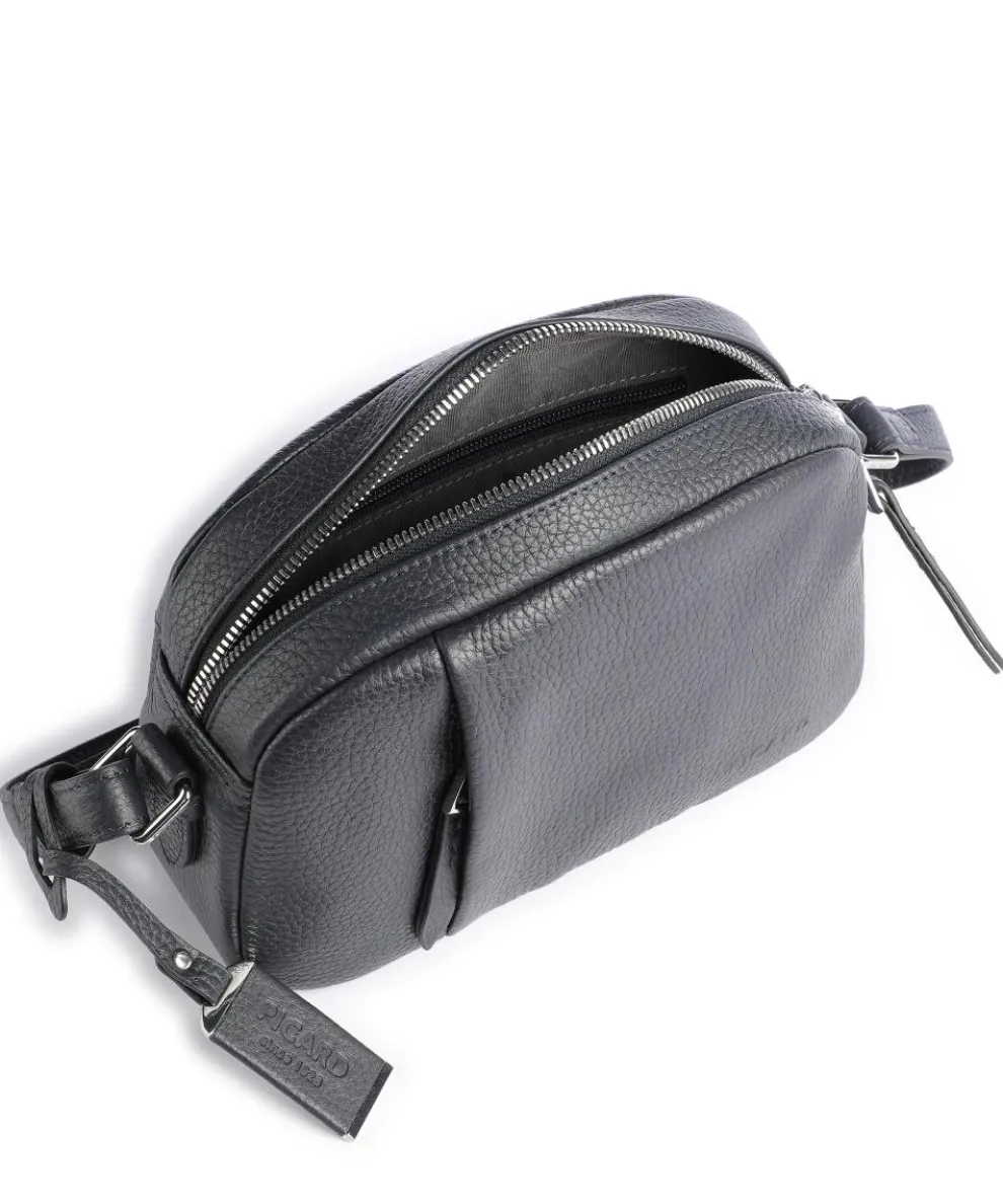 Pure Umhängetasche genarbtes Rindsleder dunkelblau