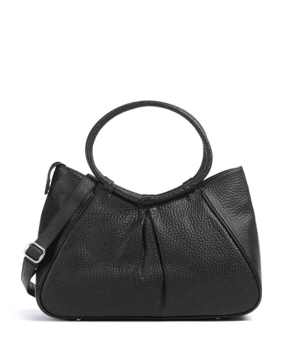 Hirsch Ilona Handtasche genarbtes Rindsleder schwarz