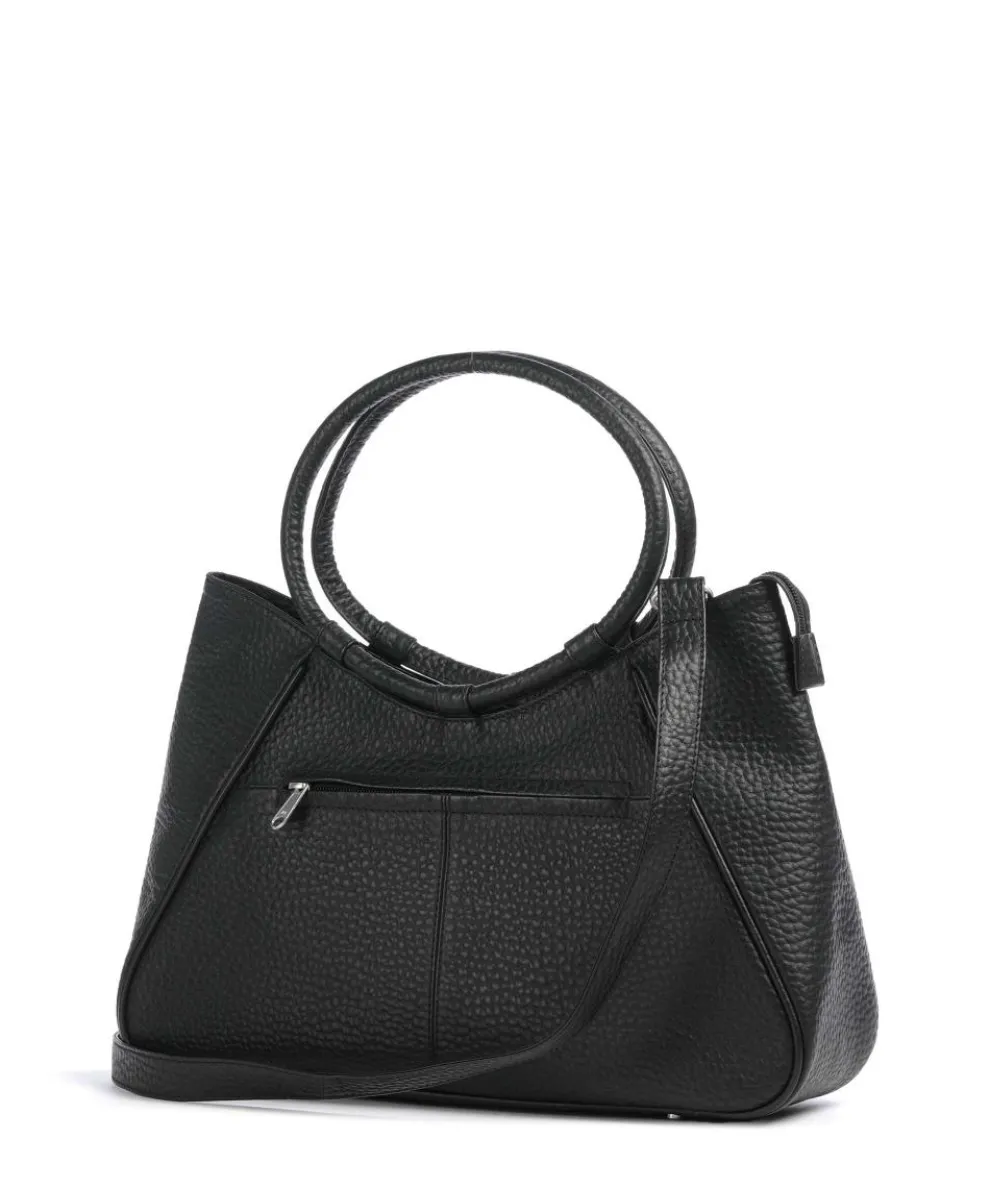 Hirsch Ilona Handtasche genarbtes Rindsleder schwarz