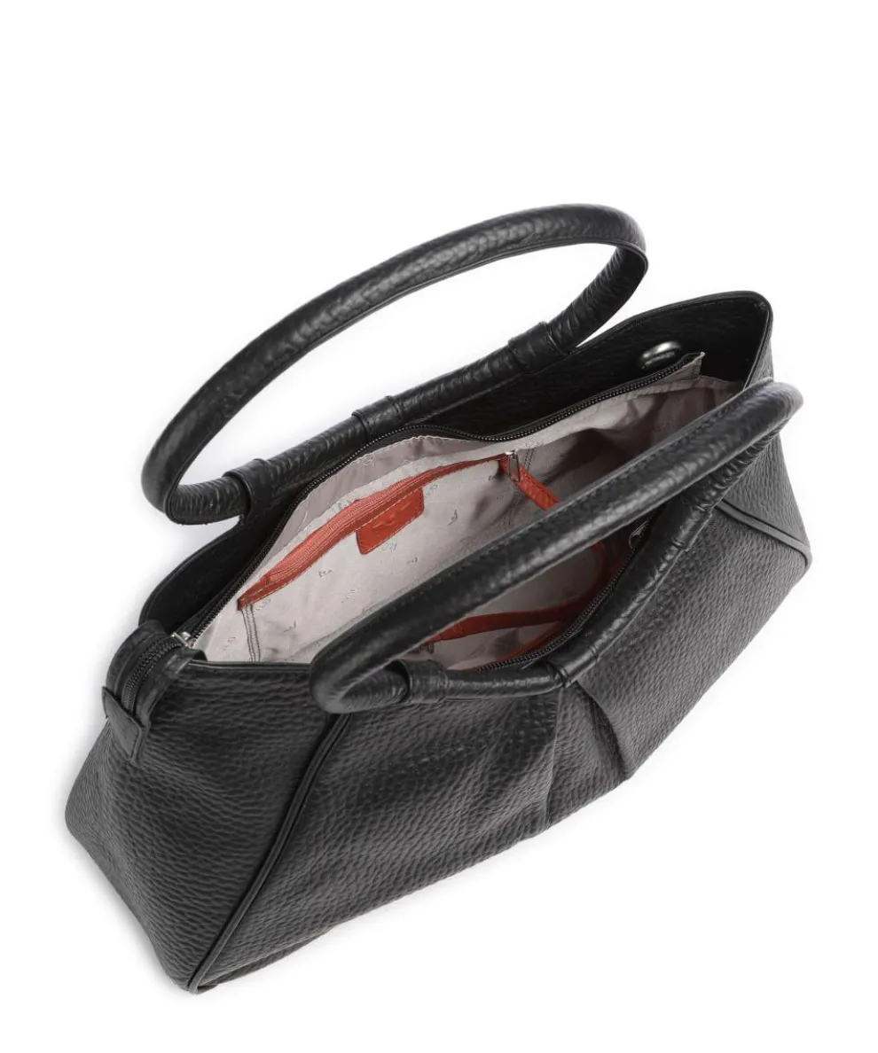 Hirsch Ilona Handtasche genarbtes Rindsleder schwarz