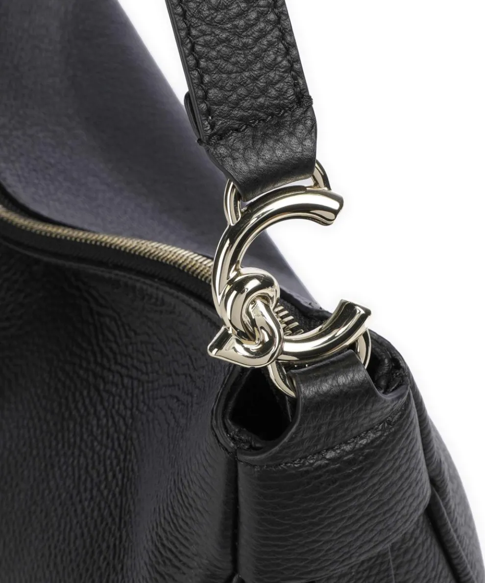 C-Easy Beuteltasche genarbtes Leder schwarz