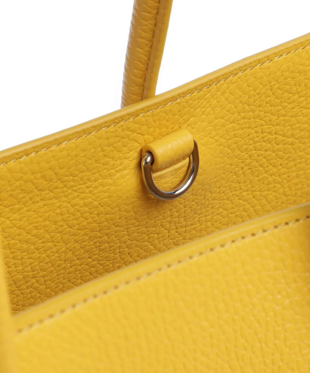 Myrtha Maxi Logo Shopper genarbtes Leder senfgelb