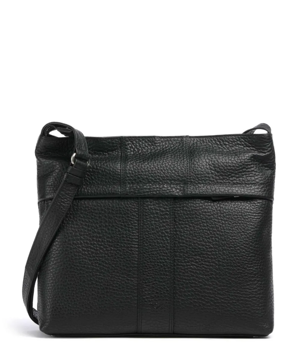 Hirsch Pita Umhängetasche genarbtes Leder schwarz