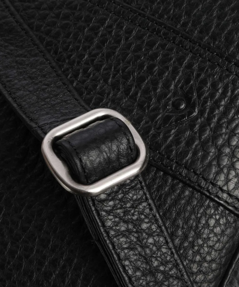 Hirsch Pita Umhängetasche genarbtes Leder schwarz