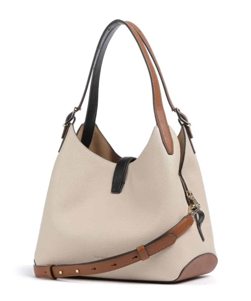 Deco Beuteltasche genarbtes Rindsleder beige/braun