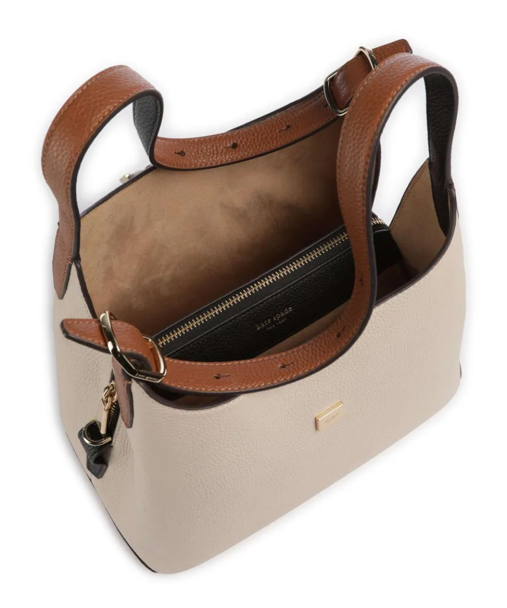 Deco Beuteltasche genarbtes Rindsleder beige/braun