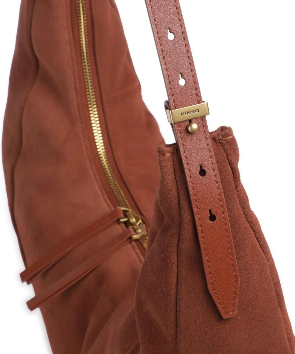 Slouchy Big Beuteltasche aufgerautes Kalbsleder braun