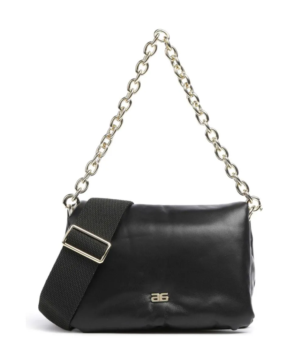 Piuma_Lucido Puffer Schultertasche weiches Rindsleder schwarz