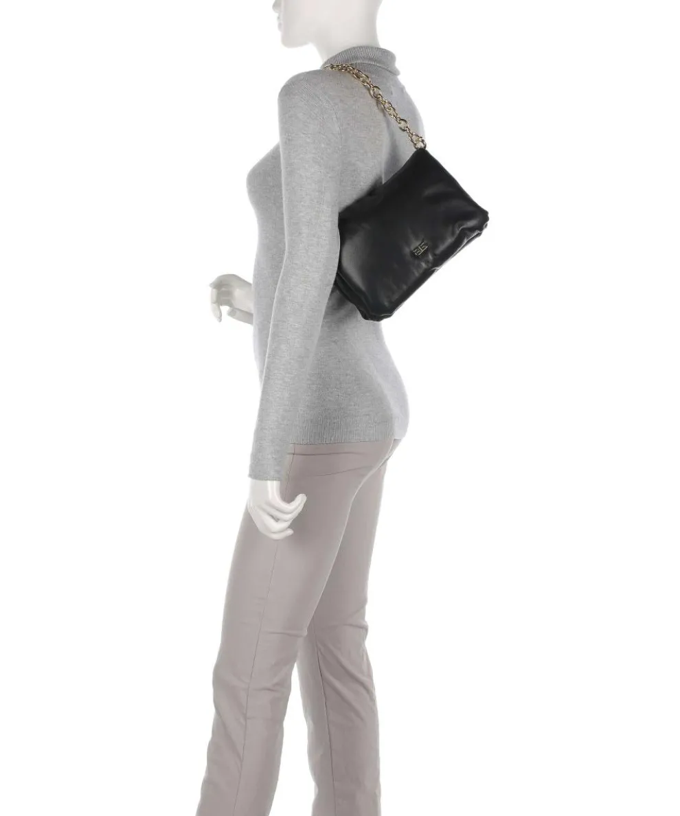 Piuma_Lucido Puffer Schultertasche weiches Rindsleder schwarz