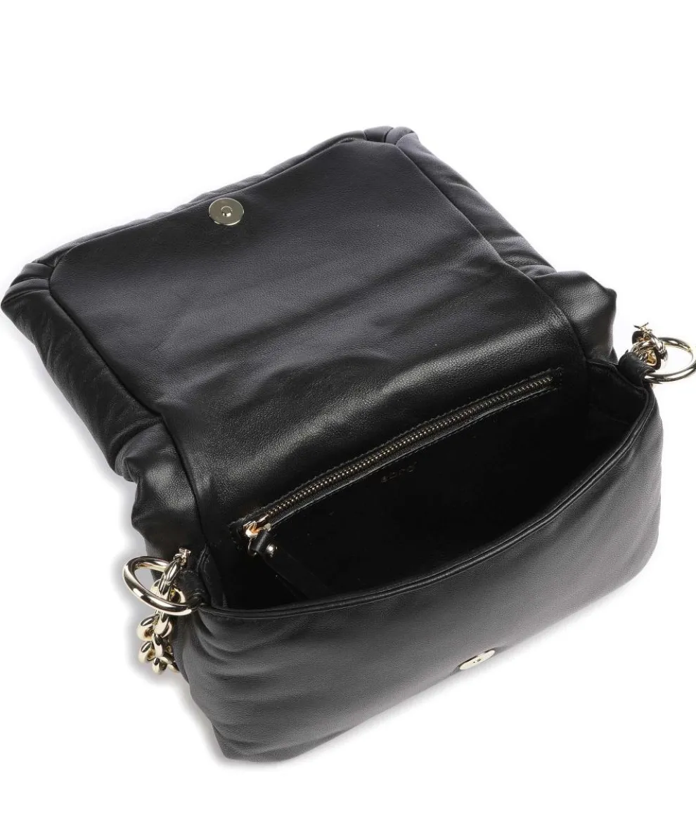 Piuma_Lucido Puffer Schultertasche weiches Rindsleder schwarz