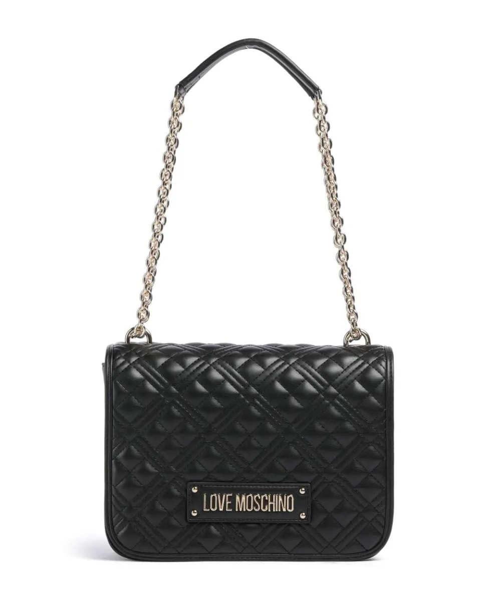 Quilted Laminated Schultertasche Lederimitat schwarz