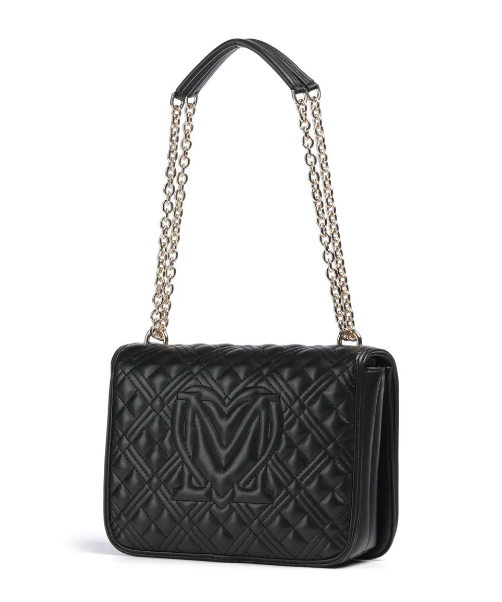 Quilted Laminated Schultertasche Lederimitat schwarz