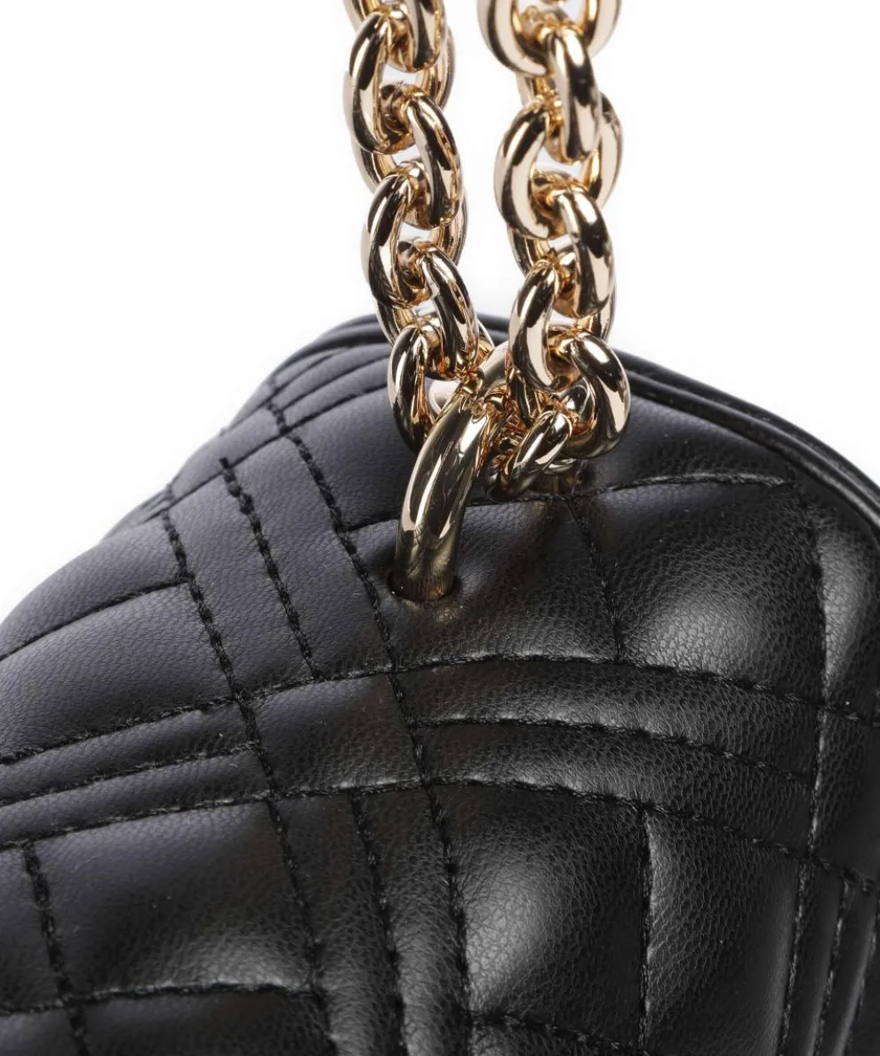 Quilted Laminated Schultertasche Lederimitat schwarz