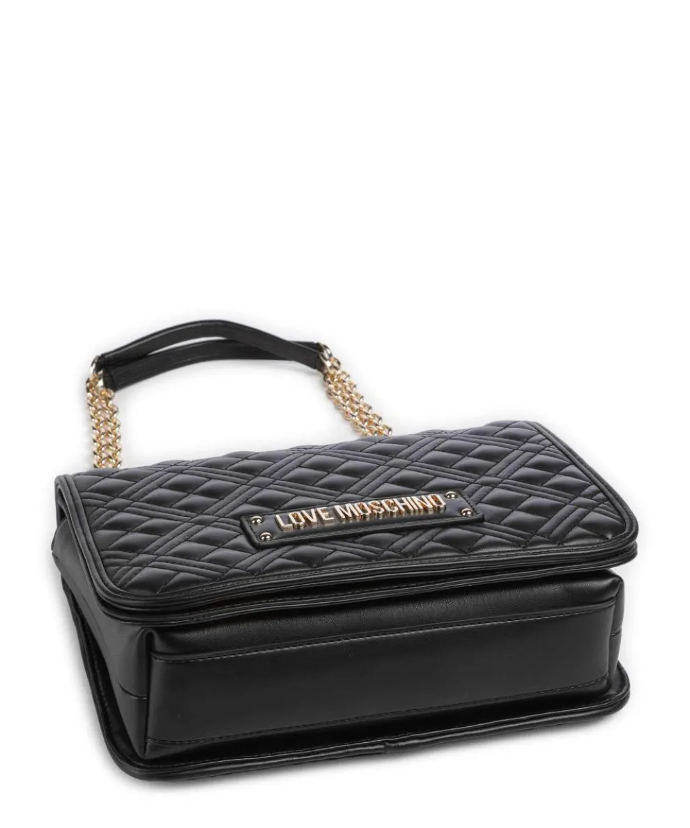 Quilted Laminated Schultertasche Lederimitat schwarz