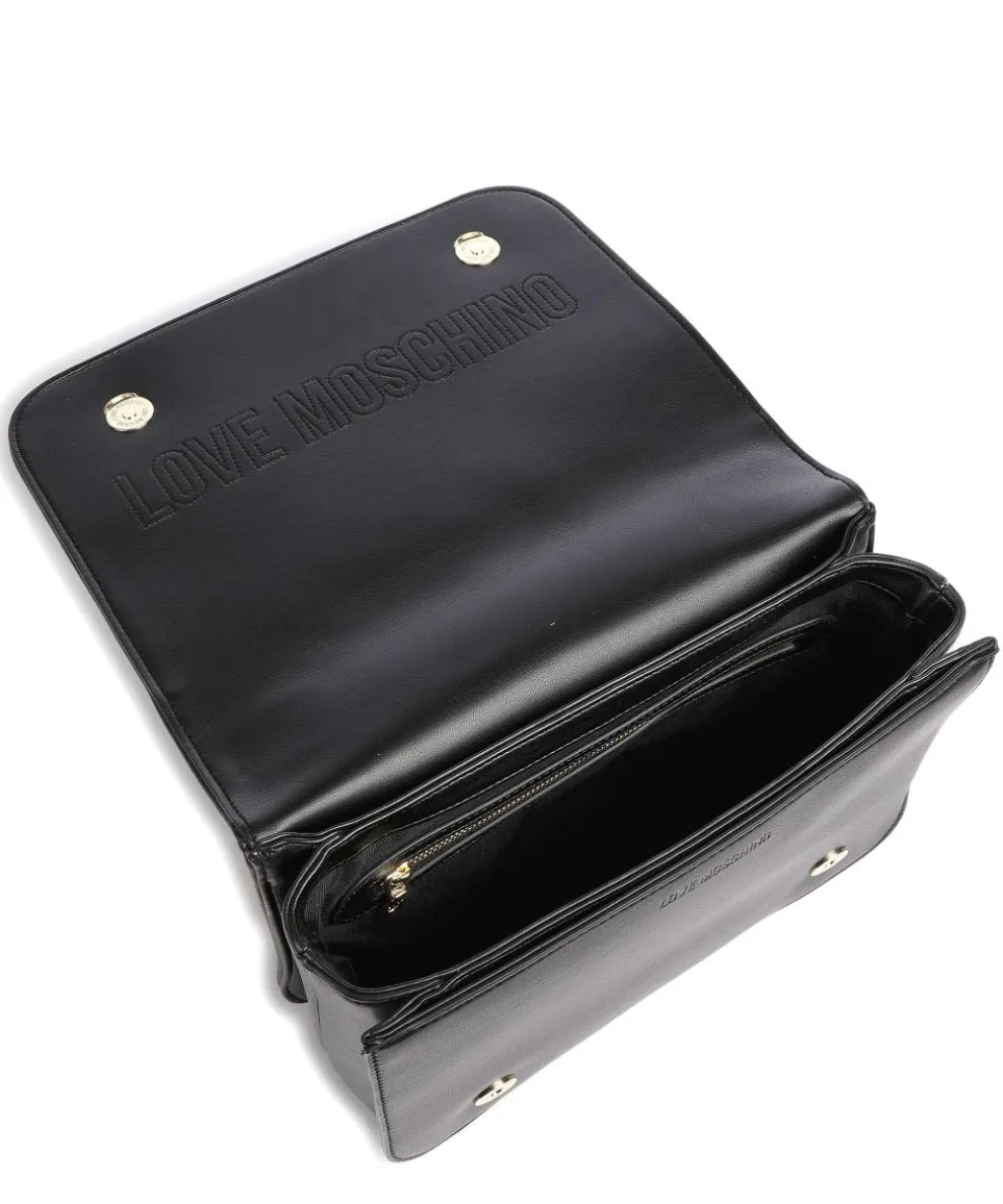 Quilted Schultertasche Lederimitat schwarz