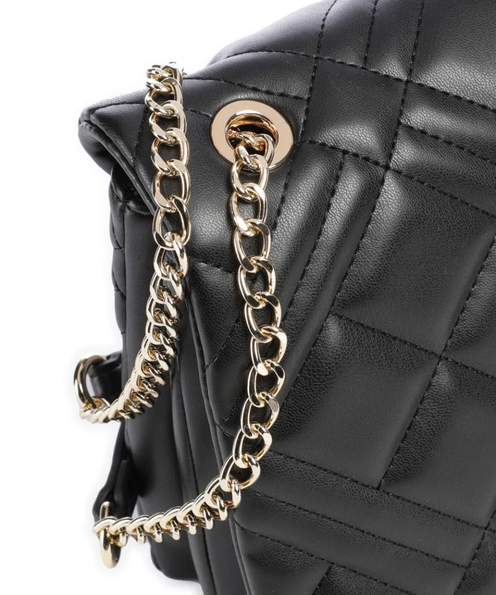 Quilted Schultertasche Lederimitat schwarz