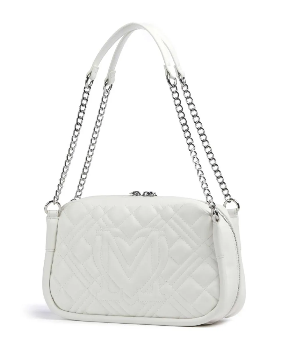 Quilted Schultertasche Lederimitat weiß