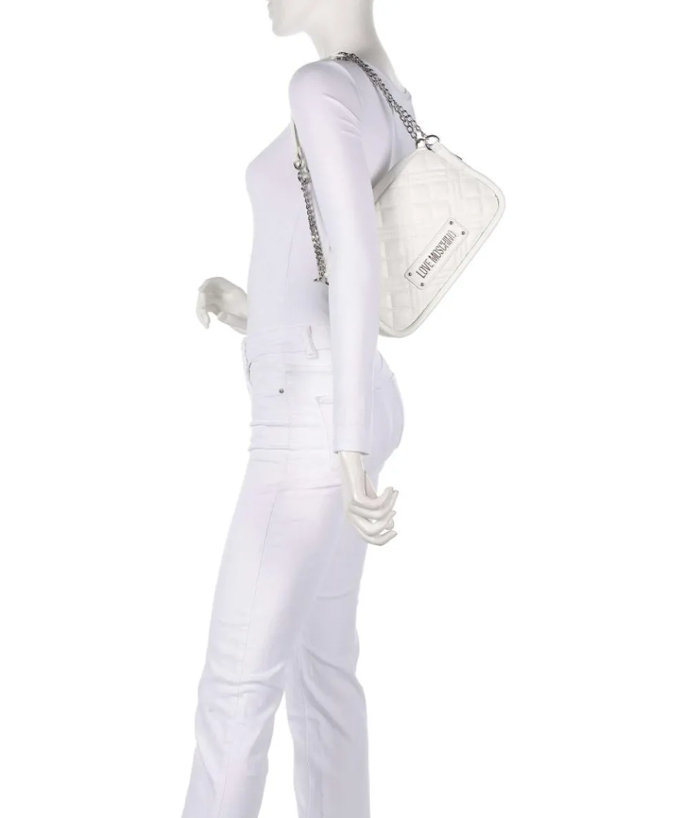 Quilted Schultertasche Lederimitat weiß