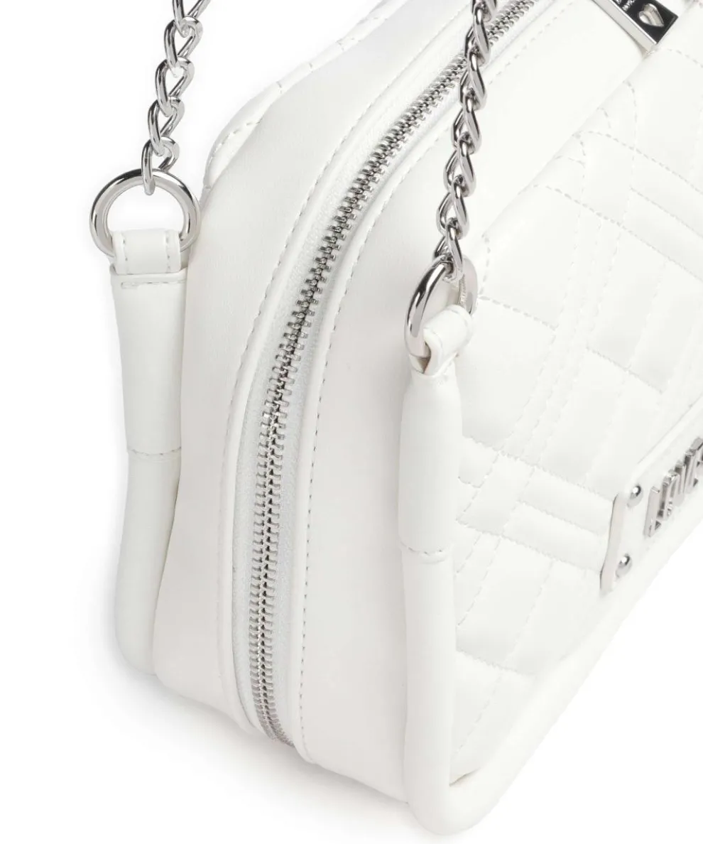 Quilted Schultertasche Lederimitat weiß