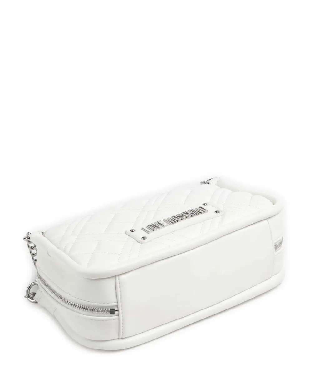 Quilted Schultertasche Lederimitat weiß