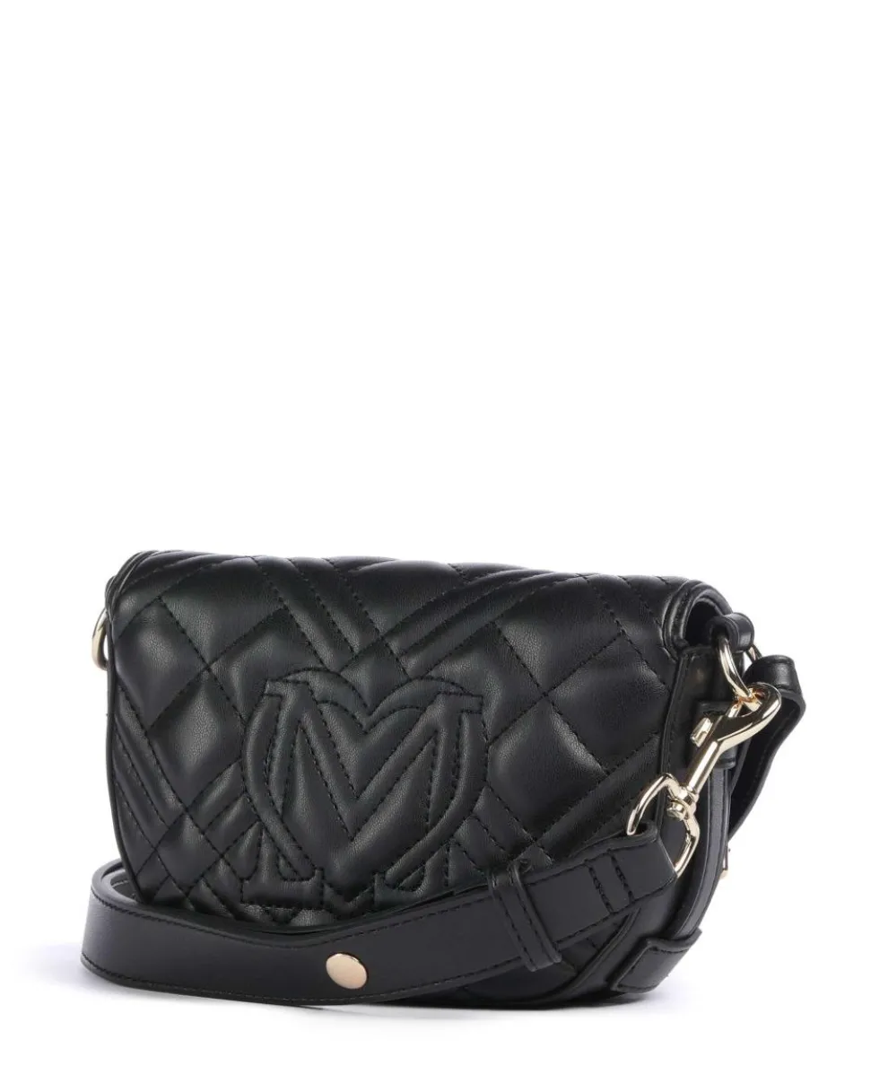 Quilted Umhängetasche Lederimitat schwarz