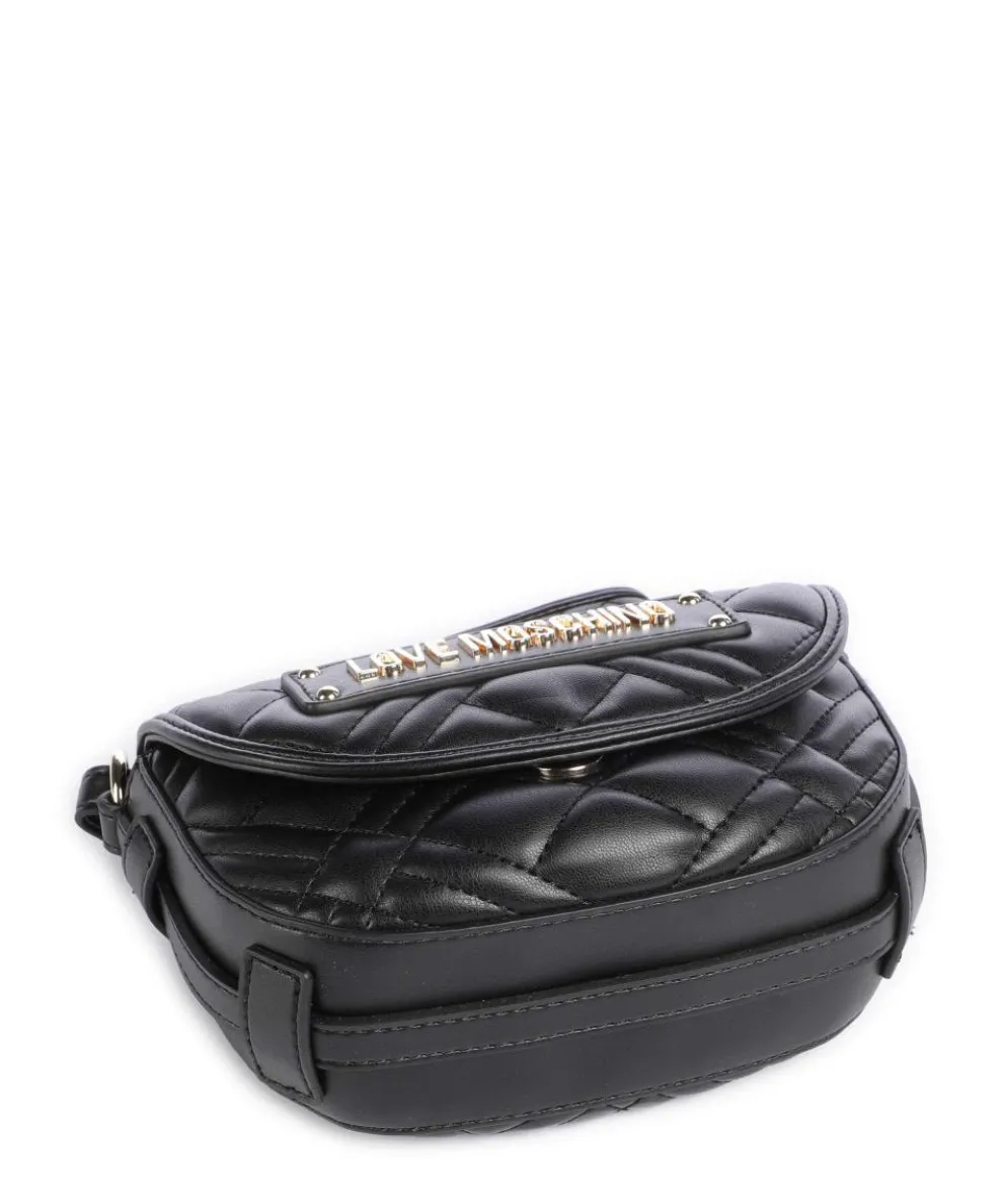 Quilted Umhängetasche Lederimitat schwarz