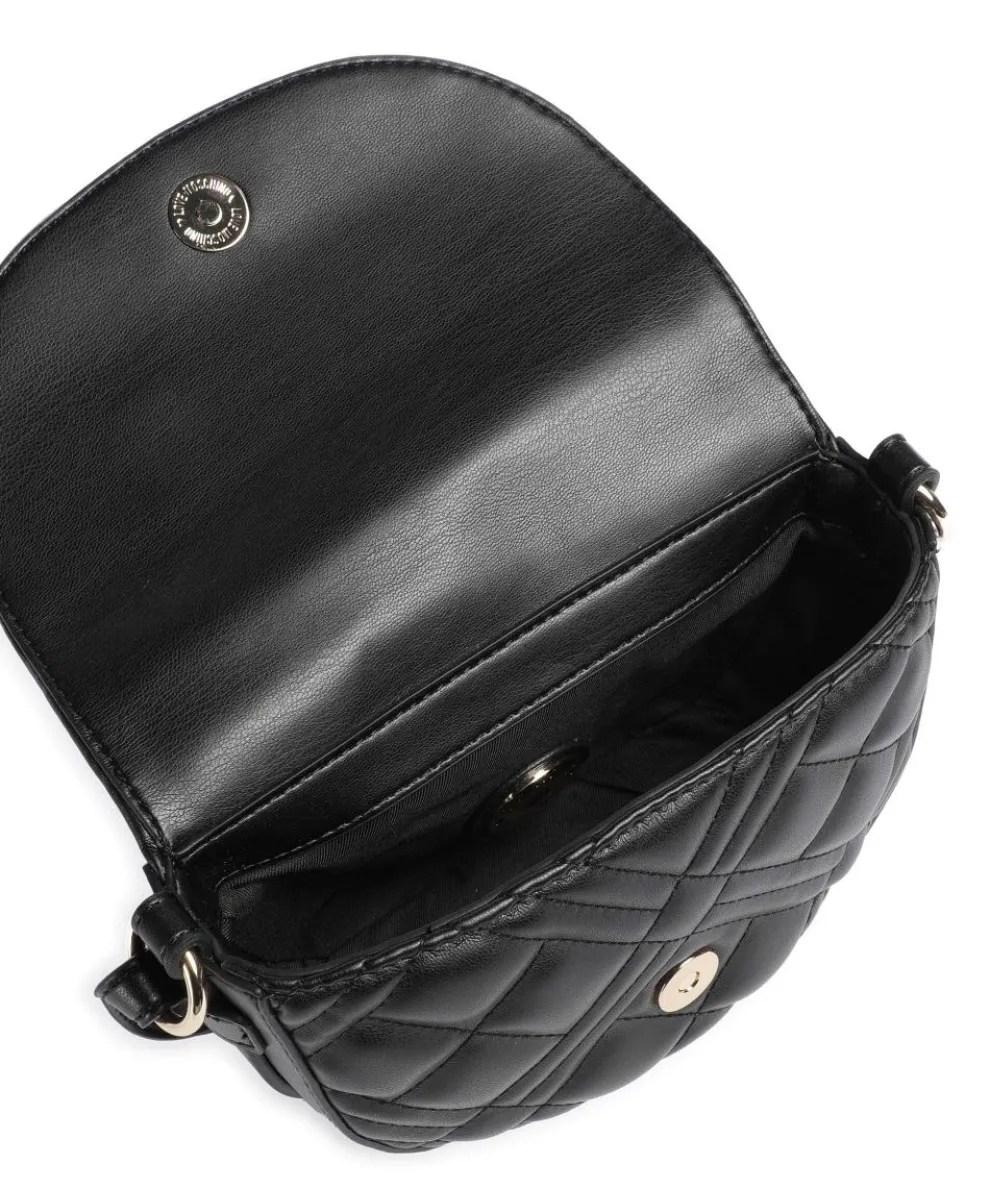 Quilted Umhängetasche Lederimitat schwarz