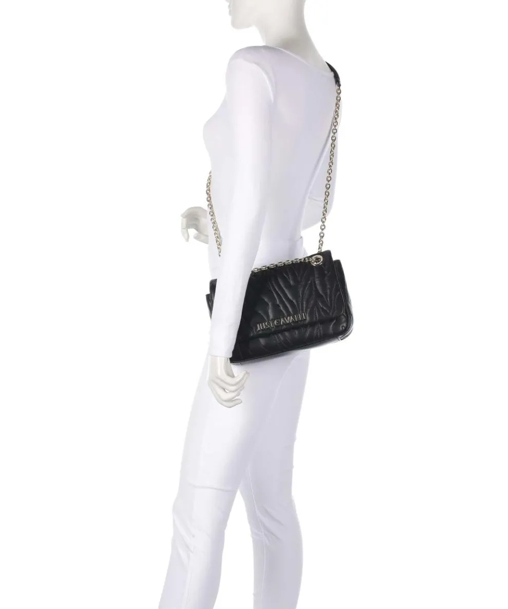 Quilted Zebra Schultertasche Lederimitat schwarz