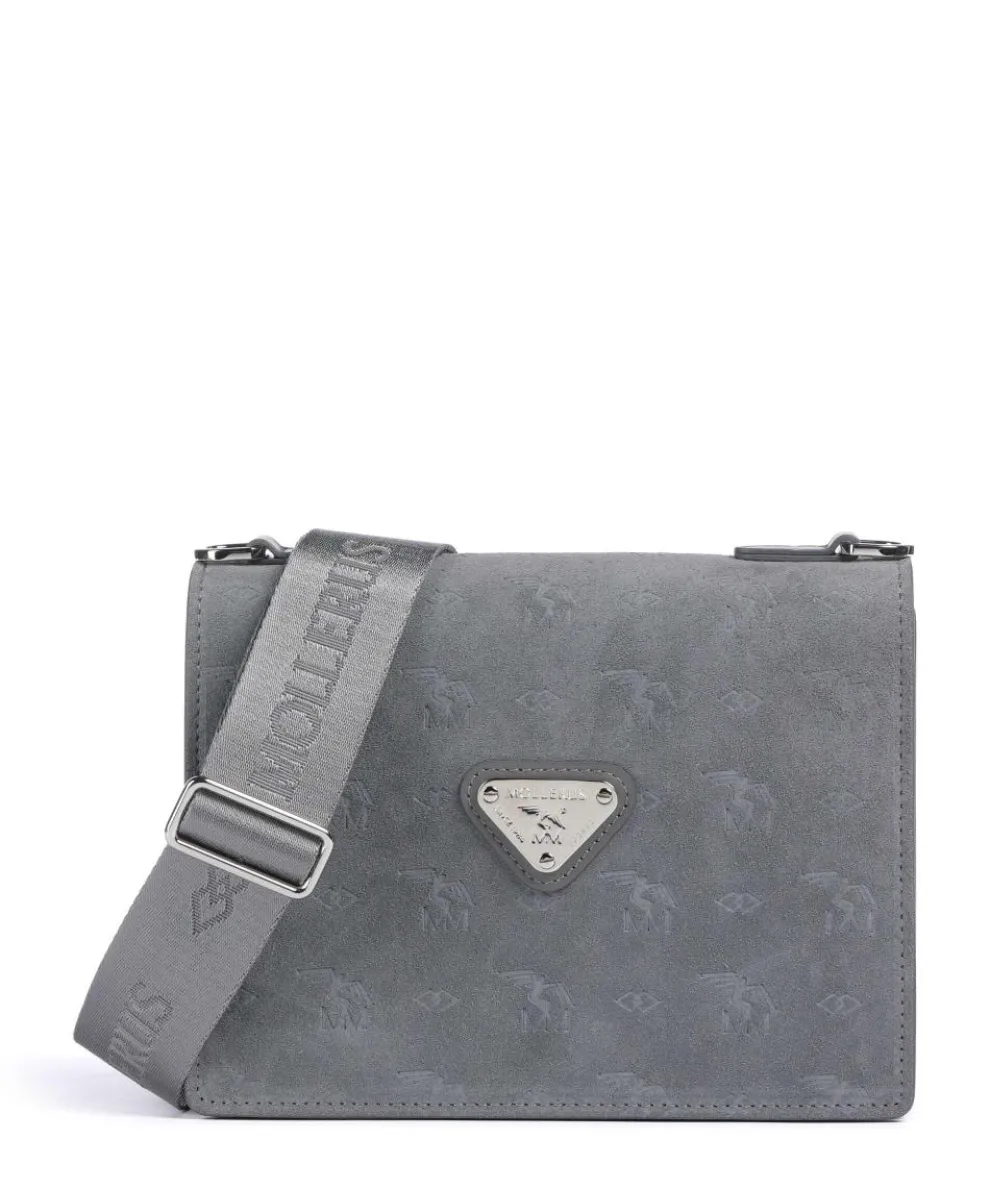 Vinour Vinerus Melide Umhängetasche Canvas, glattes Kalbsleder, aufgerautes Kalbsleder grau