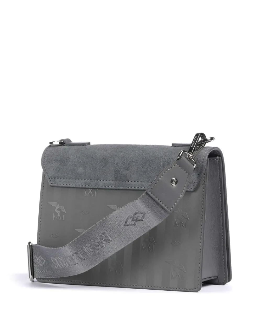Vinour Vinerus Melide Umhängetasche Canvas, glattes Kalbsleder, aufgerautes Kalbsleder grau
