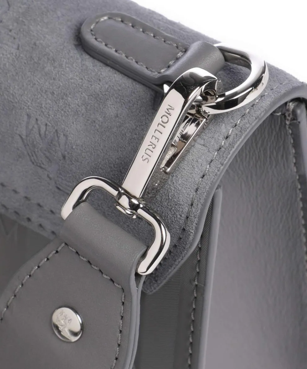 Vinour Vinerus Melide Umhängetasche Canvas, glattes Kalbsleder, aufgerautes Kalbsleder grau