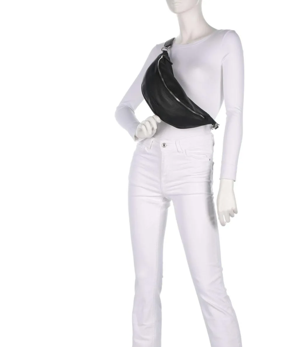 Mallir Gürteltasche genarbtes Rindsleder schwarz